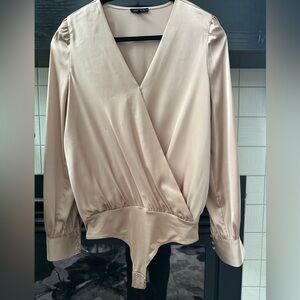 Dynamite Rose Gold Bodysuit Blouse - Small